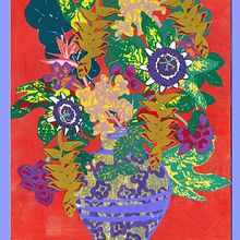 Spring bouquet III Serigraph Collage 8.5" x 11" 2020. Un proyecto de Ilustración botánica, Collage y Serigrafía de Maria - 01.04.2021