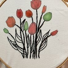 Tulipanes en bordado y acuarela  Ein Projekt aus dem Bereich Stickerei und Aquarellmalerei von Mariam Gamel - 01.04.2021