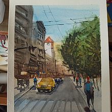 mi tercer intento de paisaje urbano.. Een project van Aquarelschilderen van cstorrese - 01.04.2021