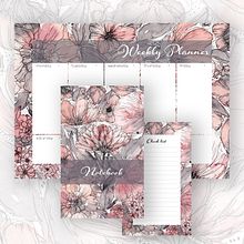 Stationery Kit | Pink and Ink Collection. Design, Product Design, Traditional illustration, Botanical Illustration, Ink Illustration, Painting, and Watercolor Painting project by Vera Zhurbá - 04.02.2021