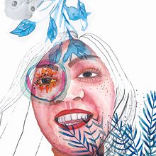 Autoretrato, flore azules y un pájaro espión. Watercolor Painting project by Alejandra Veronica Maekawa - 04.02.2021