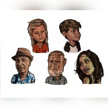 Caricaturas a lápiz y coloreado digital.  Ein Projekt aus dem Bereich Bleistiftzeichnung, Porträtzeichnung, Digitale Zeichnung und Digitale Illustration von Patricia Moreno García - 03.04.2021