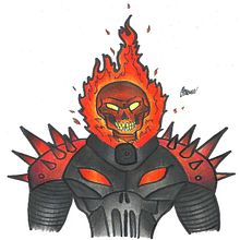 Ghost rider. Un progetto di Fumetto, Disegno, Manga, Disegno realistico e Illustrazione tradizionale di omar chirinos - 11.04.2021