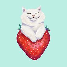 Strawberry cat forever. Digital Illustration, Portrait Drawing, and Digital Painting project by Leticia Arriaga - 04.05.2021