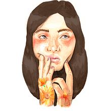 Retrato ilustrado en acuarela: Girasoles. Un proyecto de Ilustración tradicional de Inma Velasco Aguayo - 06.04.2021