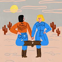 Cowboy & cowgirl. Traditional illustration project by Sara Marcos - 04.06.2021