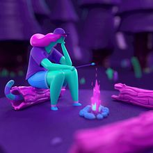 In the woods. 3D, and Traditional illustration project by Juan Rueda - 04.06.2021