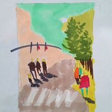 Landscapes in markers (instead of watercolor). Projekt z dziedziny  R, sunek art, st, czn, R, sunek anatomiczn, Sketchbook i Sketching użytkownika Beant Kaur Dhillon - 06.04.2021
