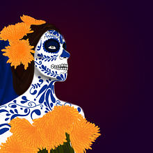 Sketch - Catrina azul. Creativit, Drawing, Traditional illustration, Digital Illustration, and Digital Painting project by Florencia Giossa - 11.10.2020