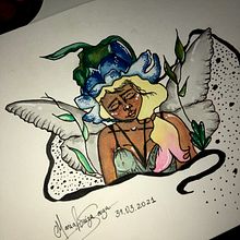 Meu projeto do curso: Retrato ilustrado com elementos botânicos. Un progetto di Disegno artistico e Pittura ad acquerello di Maria Luíza Souza - 07.04.2021