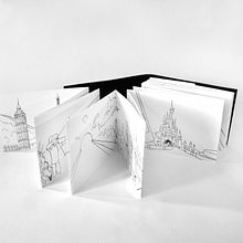 Travel Diary - Accordion Book. Graphic Design, Bookbinding, Editorial Illustration, Ink Illustration, and Sketchbook project by Gema Calzadilla - 02.08.2020