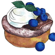 Practica acuarela - mini cake con blueberrys. Creativit, Drawing, Traditional illustration, Watercolor Painting, and Digital Illustration project by Florencia Giossa - 05.06.2017