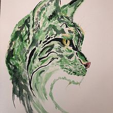 mon premier lynx aquarelle et encre de chine. Pintura em aquarela projeto de stephanieb7557 - 18.04.2021