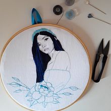 Meu projeto do curso: Criação de retratos bordados. Un progetto di Ricamo di Karem Santos - 10.04.2021