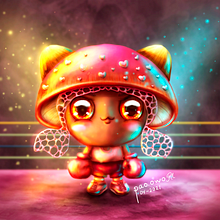 Kawaii mushroom fighter. Character Design, Traditional illustration, and Digital Illustration project by Paola Robledo - 04.10.2021