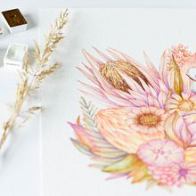 Dried Bouquet | Watercolour and Colour Pencils . Digital Photograph, Pencil Drawing, Product Photograph, and Watercolor Painting project by Vera Zhurbá - 04.09.2021