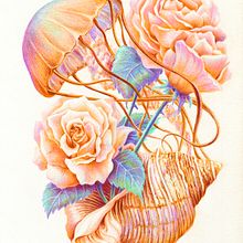 Roses Grow from Shells. Drawing, Traditional illustration, and Sketching project by luna_solvo - 04.10.2021