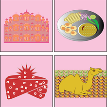 4 Icons to depict what I encountered on my first day during my trip to Jaipur, Rajasthan. Digital Design, Digital Drawing, Digital Illustration, Graphic Design, Traditional illustration, and Logo Design project by Piyali Das - 04.10.2021