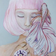 Mi Proyecto del curso: Retrato ilustrado en acuarela Chica, pez, orquidea. Un proyecto de Bellas Artes de Adriana Borja Velasco - 10.04.2021