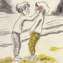 Seb and the shell. Children's Illustration, Ink Illustration, and Watercolor Painting project by Luisa Montalto - 04.14.2018