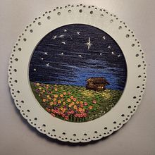Bordado Noite Estrelada - Projeto avançado do curso Técnicas de bordado em miniatura. Embroider project by Denise M G Dias - 04.12.2021