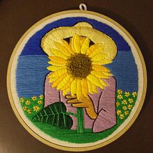 Bordado Girassol - Projeto realizado durante curso Introdução ao bordado botânico (Coricrafts). Embroider project by Denise M G Dias - 04.12.2021