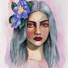 The Water Nymph . Pencil Drawing, and Watercolor Painting project by Zsofia Kiesewetter - 04.12.2021
