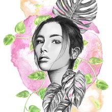 My project in Portrait Illustration with Analog and Digital Techniques course. Digital Illustration project by Samantha Smith - 04.12.2021