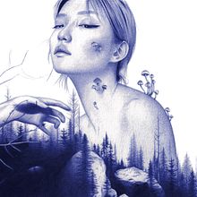 Cero - Bosque. Desenho, Desenho artístico, Desenho de retrato, Desenho realista, Ilustração tradicional, Ilustração botânica e Ilustração com tinta projeto de Belén Diz Juncal - 04.06.2017