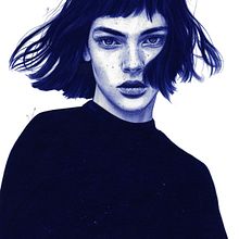 Gris. Desenho, Desenho artístico, Desenho de retrato, Desenho realista, Ilustração tradicional e Ilustração com tinta projeto de Belén Diz Juncal - 12.04.2021