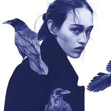 Cuervos. Desenho, Desenho artístico, Desenho de retrato, Desenho realista, Ilustração tradicional e Ilustração com tinta projeto de Belén Diz Juncal - 11.12.2020