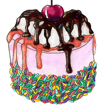 Practica Acuarela - Pastel helado. Creativit, Traditional illustration, Digital Illustration, and Watercolor Painting project by Florencia Giossa - 09.12.2017