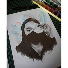 Retrato "LaMona". Een project van  Portrettekening, Realistische tekening y Traditionele illustratie van Cintli Cordova - 12.04.2021