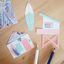 A little set of paper cut I made on a beach theme. Traditional illustration, and Paper Craft project by Eléonore Zicler - 04.13.2021
