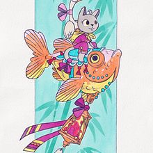 Fish ride. Watercolor Painting project by Aneta Biskupová - 04.14.2021