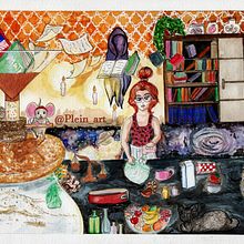 Mundo de bruja. Traditional illustration, Children's Illustration, Narrative, and Watercolor Painting project by Gilmary Mambel - 04.14.2021