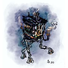 Walking house of Baba Yaga. Un proyecto de Ilustración tradicional de Nikolay Sitnikov - 15.04.2021