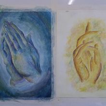 Four elements hands- Water color paintings. Un progetto di Pittura ad acquerello di Yael Zamir - 20.06.2019