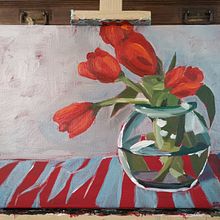 rote Tulpen  Ein Projekt aus dem Bereich Malerei mit Acr, l und Zeichnung von Anja Stolz - 15.04.2021