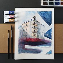 Architectural Sketching with Watercolor and Ink. Watercolor Painting project by dominika_rau - 03.31.2021