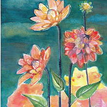 Dahlias. Projekt z dziedziny Trad, c i jna ilustracja użytkownika Jennie Harborth - 16.04.2021