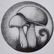 "Mushrooms" from my 2021 Calendar. Un proyecto de Ilustración con tinta de Efi Tsougeni - 16.04.2021