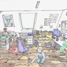 Kreatives Zeichnen: Mein Arbeitszimmer. Watercolor Painting, and Traditional illustration project by roxy2809 - 04.18.2021