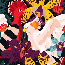 BIRDS 🦜✨. Projekt z dziedziny Trad, c, jna ilustracja i Grafika wektorowa użytkownika Kropsiland - 18.04.2021