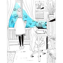 Autorretrato de cuarentena . Ilustrație tradițională & Ilustrație pentru copii de Iria Sara - 04.19.2020