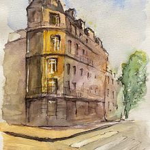 My project in Architectural Sketching with Watercolor and Ink course. Pintura em aquarela projeto de Sarah Riahi - 20.04.2020