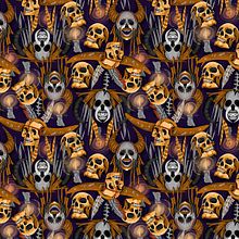 Naga Skulls pattern. Un progetto di Illustrazione tradizionale e Pattern design di German Parada Díaz - 20.04.2021