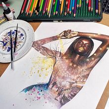"... if your night has no stars." Ein Projekt aus dem Bereich Porträtzeichnung und Traditionelle Illustration von Mentiradeloro Esther Cuesta - 21.04.2021