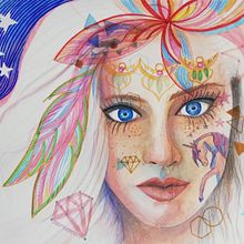 B O H E M I A N - G I R L .  RETRATO CON ACUARELA Y TÉCNICA MIXTA.. Traditional illustration project by LAURA - 04.22.2021