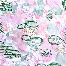 Mixed media Pink&Green. Creativit, Photomontage, Pattern Design, Painting, and Watercolor Painting project by Florencia Giossa - 03.16.2021